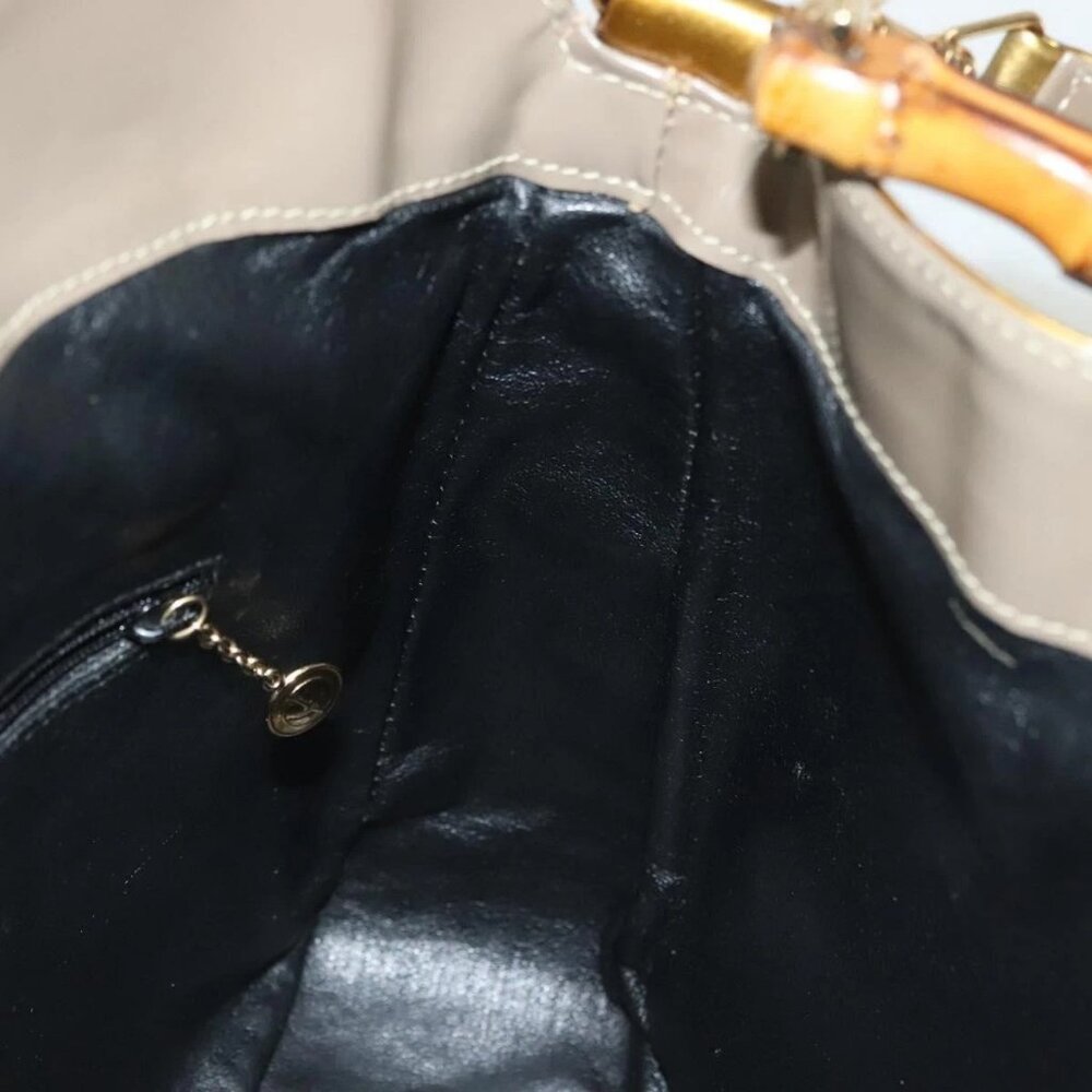 GUCCI Bamboo Hand Bag Patent leather 2way Beige Gold 001 1014 1638 0 Auth BA4761 - Picture 12 of 16